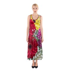 Flowers Gerbera Floral Spring Sleeveless Maxi Dress