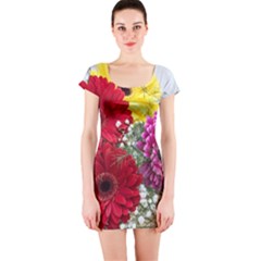 Flowers Gerbera Floral Spring Short Sleeve Bodycon Dress by Nexatart