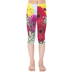 Flowers Gerbera Floral Spring Kids  Capri Leggings 