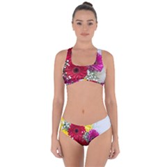 Flowers Gerbera Floral Spring Criss Cross Bikini Set