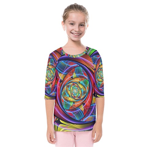 Eye Of The Rainbow Kids  Quarter Sleeve Raglan Tee by WolfepawFractals