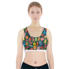 Presents Gifts Background Colorful Sports Bra With Pocket