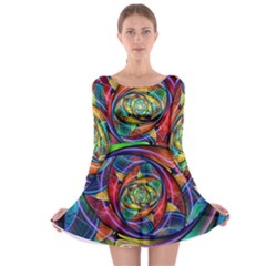 Eye Of The Rainbow Long Sleeve Skater Dress by WolfepawFractals