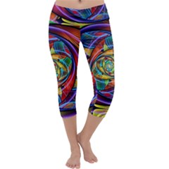 Eye Of The Rainbow Capri Yoga Leggings by WolfepawFractals