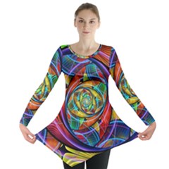 Eye Of The Rainbow Long Sleeve Tunic  by WolfepawFractals