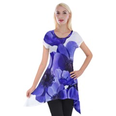 Poppy Blossom Bloom Summer Short Sleeve Side Drop Tunic by Nexatart