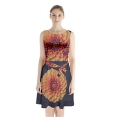 Art Beautiful Bloom Blossom Bright Sleeveless Waist Tie Chiffon Dress by Nexatart