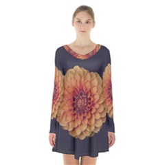 Art Beautiful Bloom Blossom Bright Long Sleeve Velvet V-neck Dress by Nexatart