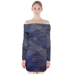 Textures Sea Blue Water Ocean Long Sleeve Off Shoulder Dress by Nexatart