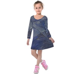 Textures Sea Blue Water Ocean Kids  Long Sleeve Velvet Dress by Nexatart