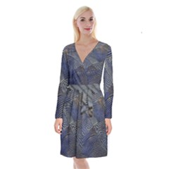 Textures Sea Blue Water Ocean Long Sleeve Velvet Front Wrap Dress by Nexatart