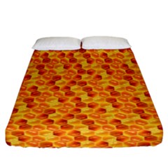 Honeycomb Pattern Honey Background Fitted Sheet (california King Size) by Nexatart