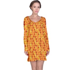 Honeycomb Pattern Honey Background Long Sleeve Nightdress by Nexatart