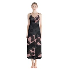 Vintage Pink Camo Button Up Chiffon Maxi Dress by DressitUP