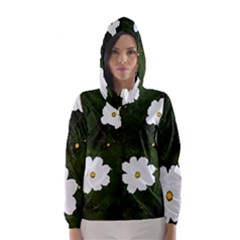 Daisies In Green Hooded Wind Breaker (women) by DeneWestUK