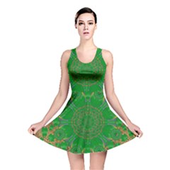 Summer Landscape In Green And Gold Reversible Skater Dress by pepitasart