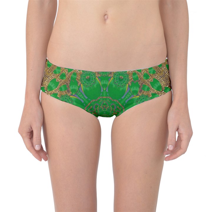 Summer Landscape In Green And Gold Classic Bikini Bottoms