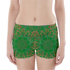 Summer Landscape In Green And Gold Boyleg Bikini Wrap Bottoms by pepitasart