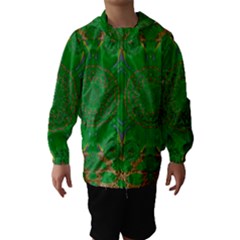 Summer Landscape In Green And Gold Hooded Wind Breaker (kids) by pepitasart