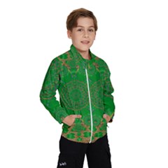 Summer Landscape In Green And Gold Wind Breaker (kids) by pepitasart