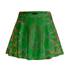 Summer Landscape In Green And Gold Mini Flare Skirt by pepitasart