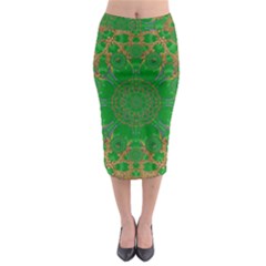 Summer Landscape In Green And Gold Midi Pencil Skirt by pepitasart