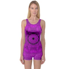 Purple Mandala Fashion One Piece Boyleg Swimsuit by pepitasart