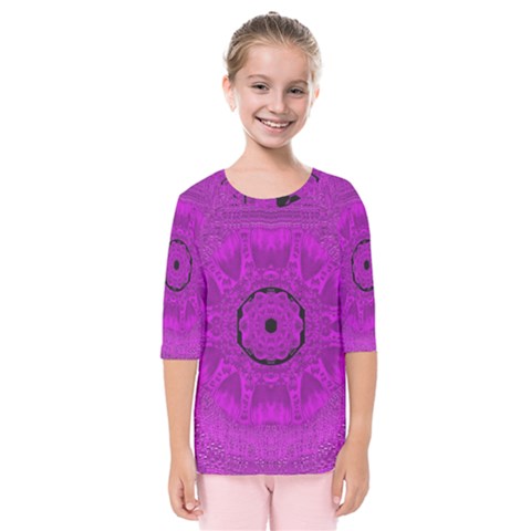 Purple Mandala Fashion Kids  Quarter Sleeve Raglan Tee by pepitasart