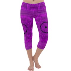 Purple Mandala Fashion Capri Yoga Leggings by pepitasart