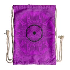 Purple Mandala Fashion Drawstring Bag (large) by pepitasart