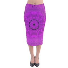 Purple Mandala Fashion Velvet Midi Pencil Skirt by pepitasart