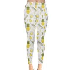 Pineapple Fruit And Juice Patterns Leggings  by TastefulDesigns