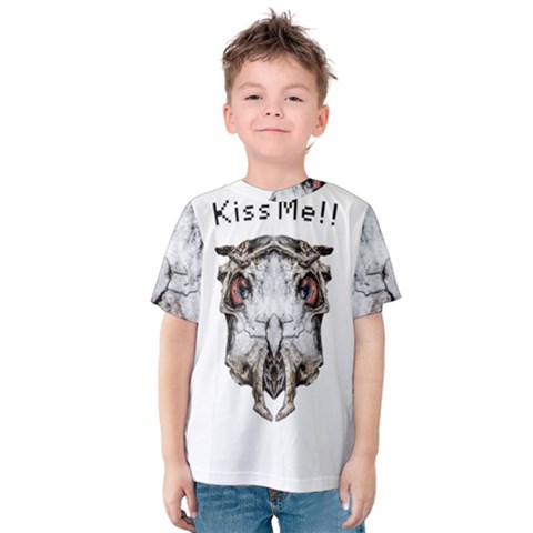 Funny Creepy Alien Headbones Small Kids  Cotton Tee by dflcprints