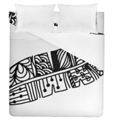 Feather Zentangle Duvet Cover Double Side (queen Size)