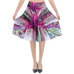 Flower Purple Haze Flared Midi Skirt by KAllan