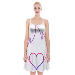 Heart Flame Logo Emblem Spaghetti Strap Velvet Dress by Nexatart