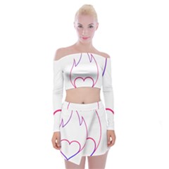 Heart Flame Logo Emblem Off Shoulder Top With Skirt Set by Nexatart