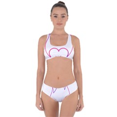 Heart Flame Logo Emblem Criss Cross Bikini Set