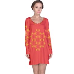 Pentagon Cells Chemistry Yellow Long Sleeve Nightdress by Nexatart