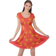 Pentagon Cells Chemistry Yellow Cap Sleeve Dresses by Nexatart