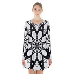 Pattern Abstract Fractal Long Sleeve Velvet V-neck Dress by Nexatart