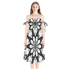 Pattern Abstract Fractal Shoulder Tie Bardot Midi Dress by Nexatart