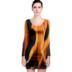 Fire Flame Pillar Of Fire Heat Long Sleeve Bodycon Dress by Nexatart