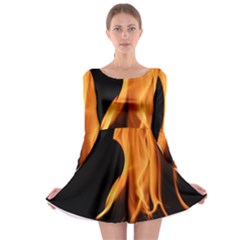 Fire Flame Pillar Of Fire Heat Long Sleeve Skater Dress by Nexatart