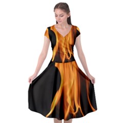 Fire Flame Pillar Of Fire Heat Cap Sleeve Wrap Front Dress