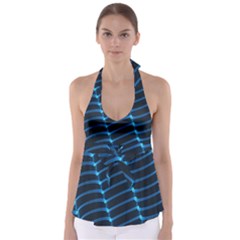 Background Light Glow Blue Babydoll Tankini Top by Nexatart