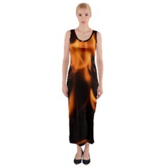 Fire Flame Heat Burn Hot Fitted Maxi Dress