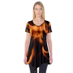 Fire Flame Heat Burn Hot Short Sleeve Tunic  by Nexatart