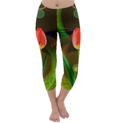 Tulip Flower Background Nebulous Capri Winter Leggings  by Nexatart