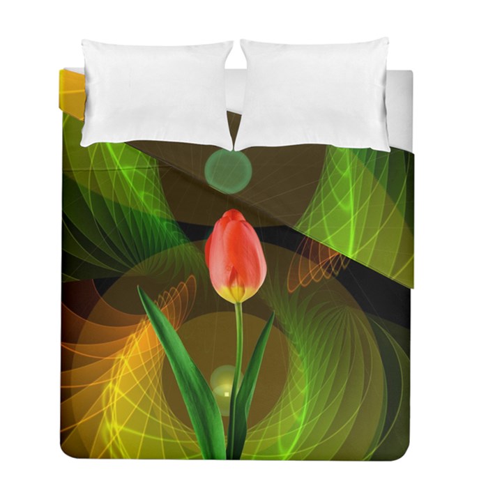 Tulip Flower Background Nebulous Duvet Cover Double Side (Full/ Double Size)